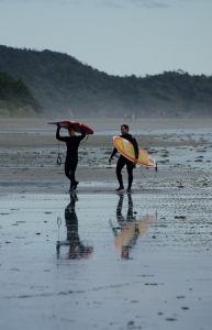 Surfers in Tofino, BC